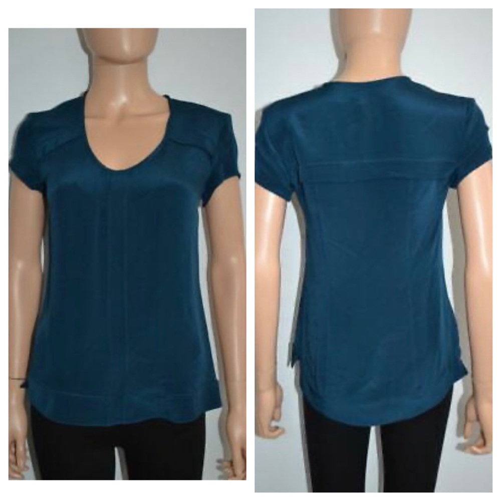 Derek Lam Silk 100% Silk Cap Sleeve U-Neck Blouse - IT Size 38/US 2 - Picture 2 of 11